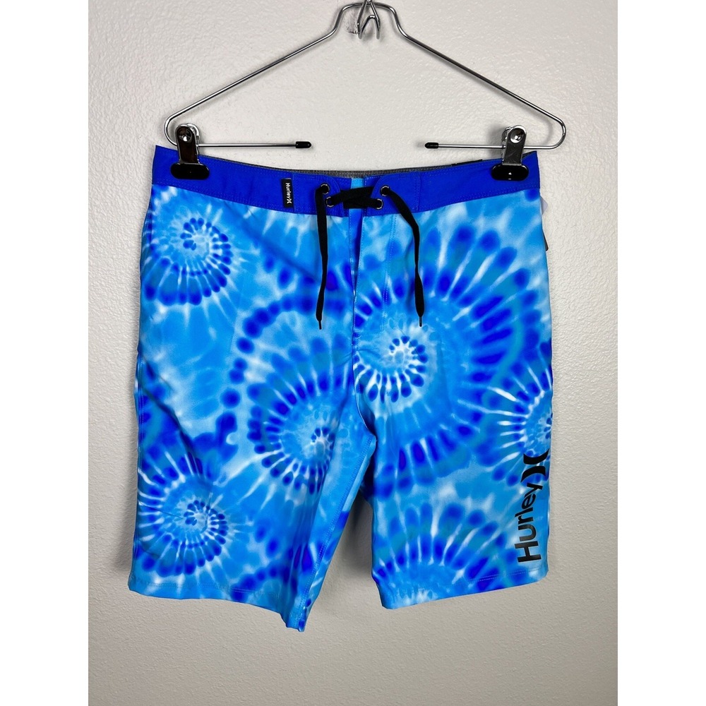 NEW Hurley boys size 18 board shorts swim trunks blue tie dye NWT